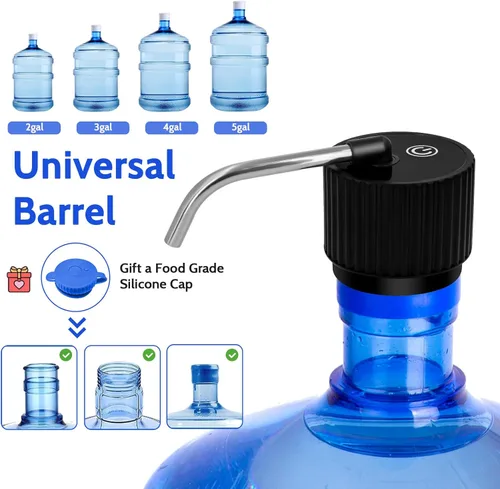 Miniatura 3 de Dispensador de agua de campamento para botella de 5 galones, bomba de botella de agua eléctrica portátil con carga USB, bomba universal de micro