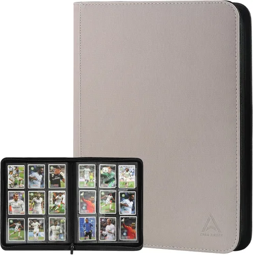 Miniatura 13 de Carpeta para tarjetas de 9 bolsillos, capacidad 540 con cierre de cremallera, de doble cara, resistente y elegante, protector de piel sintética
