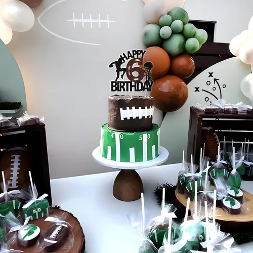 Miniatura 4 de Decoración para tartas de fútbol americano de 6 años, decoración de fiesta de cumpleaños de 6 años para niño