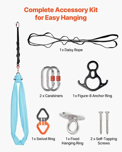 Miniatura 5 de VEVOR Aerial Silk & Yoga Swing, Aerial Yoga Hammock Kit with 100gsm Nylon Fabric, Full Rigging Hardware & Easy Set-up Guide, Antigravity Flying for