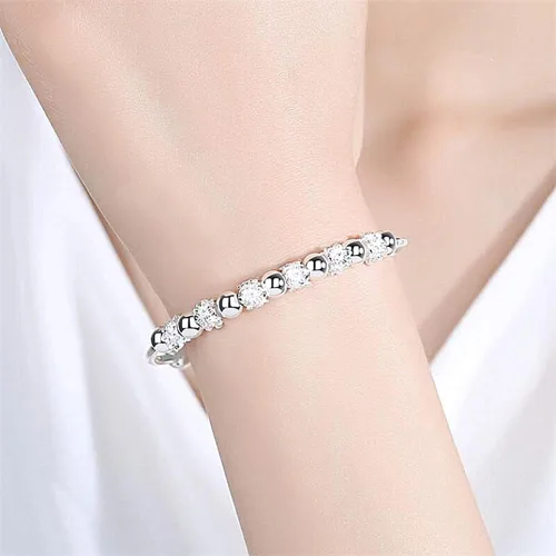 Miniatura 7 de Pulseras de plata de ley 925 con cuentas de plata de ley 925, pulsera de transferencia de la suerte, pulsera ajustable de moda para mujeres y niñas