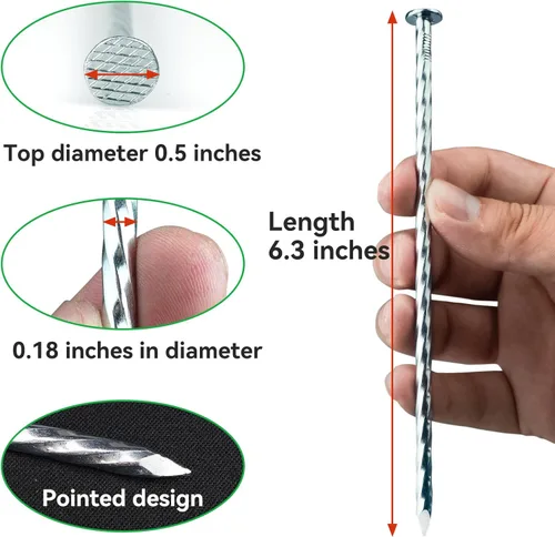 Miniatura 2 de Estacas de jardín galvanizadas de 6.3 pulgadas (paquete de 150) estacas de césped de metal en espiral para césped artificial, bordes