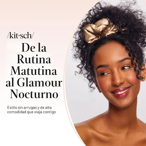 Miniatura 7 de Kitsch Coleteros de satén para mujer, sin arrugas, control de encrespamiento, más suave que la seda para todo tipo de cabello, accesorios elegantes