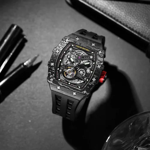 Miniatura 8 de TSAR BOMBA Relojes automáticos para hombre, 164.0 ft, impermeable, reloj mecánico japonés, reloj mecánico para hombre, movimiento Tonneau, caja