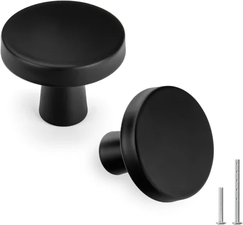 Goldenwarm LS5310BK - Perillas de gabinete de cocina, estilo decorativo y moderno de color negro liso, para cajones y clósets, de 1.27 pulgadas