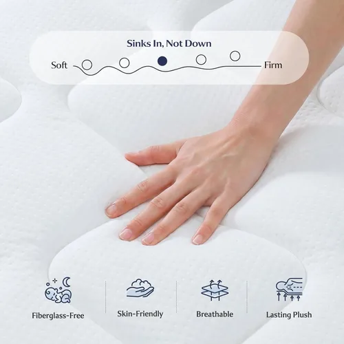 Miniatura 5 de Vesgantti 8 Inch Twin Mattress, Cooling Hybrid Mattress in a Box with Pocket Spring & Memory Foam, Medium Firm Mattress for Back Pain Relief