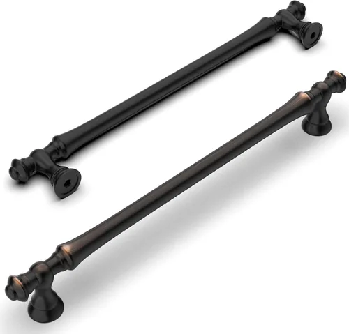 Miniatura 38 de Amerdeco ZH0014 - Juego de 10 tiradores de gabinete de latón antiguo de 3 pulgadas (76mm) con agujero central, herrajes para gabinetes de cocina
