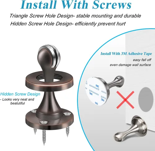 Miniatura 5 de Topes magnéticos para puerta, tope de puerta para montaje en pared, bronce aceitado resistente, acero inoxidable, topes de puerta para parte Bronce