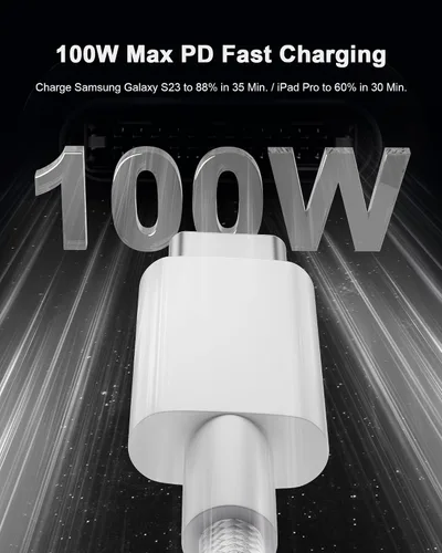 Miniatura 2 de TSKYBEAR Cable USB C a USB C – Cable de carga rápida de 100 W tipo C a C de repuesto para iPhone 15 Pro Max/Plus Samsung iPad Pro/Air/mini MacBook