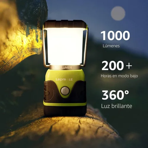 Miniatura 3 de LE Luz LED portátil de 1000 LM, atenuable, linterna para acampar de 4 modos, resistente al agua, lámpara que funciona a batería para el hogar