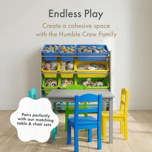 Miniatura 8 de Humble Crew Organizador de almacenamiento de juguetes para niños con 12 cubos de plástico, gris/azul/verde/amarillo – Contenedores extraíbles