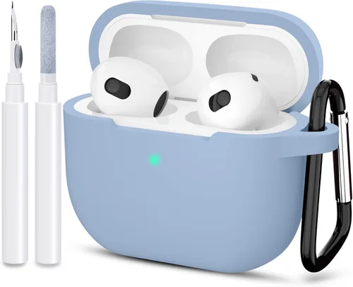 Miniatura 20 de Compatible con AirPods 3, funda protectora de silicona para AirPods de tercera generación 2021, carga inalámbrica, azul oscuro