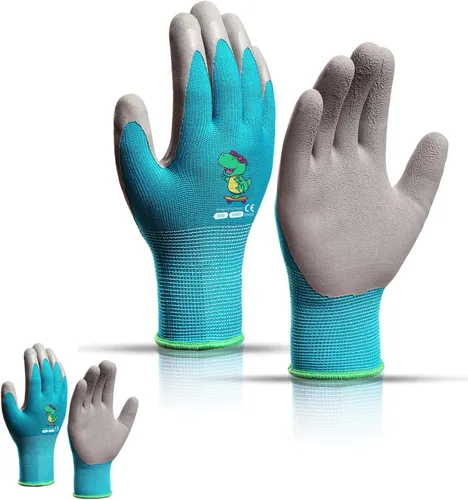 Miniatura 15 de KDK Guantes de jardinería para niños de 3 a 5 años, guantes de trabajo de patio para niños pequeños, jóvenes, niñas, niños, guantes de goma