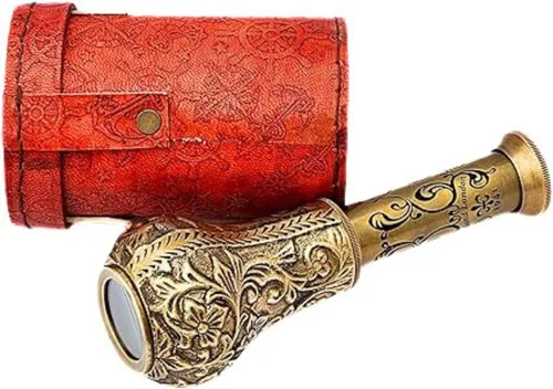 Miniatura 5 de Hecho a mano Royal Pirates Handicraft Dollond London 6 pulgadas Telescopio de mano antiguo con estuche de cuero marino náutico Spyglass actividades