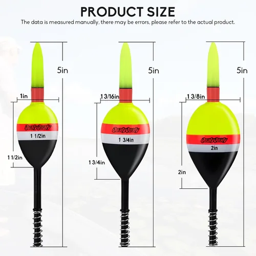 Miniatura 5 de QualyQualy 4 piezas de flotadores de pesca con luces deslizantes que brillan en la oscuridad, flotador de resorte para pesca de crappie y walleyes