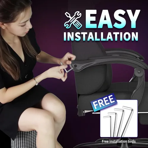 Miniatura 8 de Silla de juegos, sillas de juegos grandes y altas para adultos con reposapiés y soporte lumbar, cómoda silla de computadora de tela ergonómica