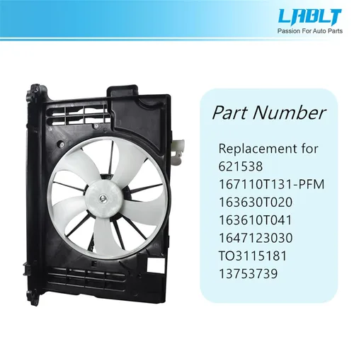 Miniatura 2 de Ventilador de refrigeración del radiador 163630T020 TO3115181 1647123030 Reemplazo para Corolla 2014-2019 12V Negro