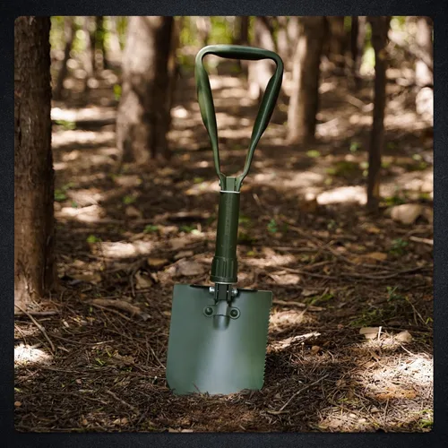 Miniatura 9 de REDCAMP - Pala plegable militar de 23" para campamento con cubierta, pala portátil con acero de alto manganeso, herramienta táctica para cavar