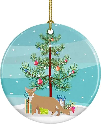 Miniatura 195 de Caroline's Treasures Adorno de cerámica con texto en inglés "Merry Christmas" para colgar en el árbol de Navidad, decoración para el hogar, Navidad