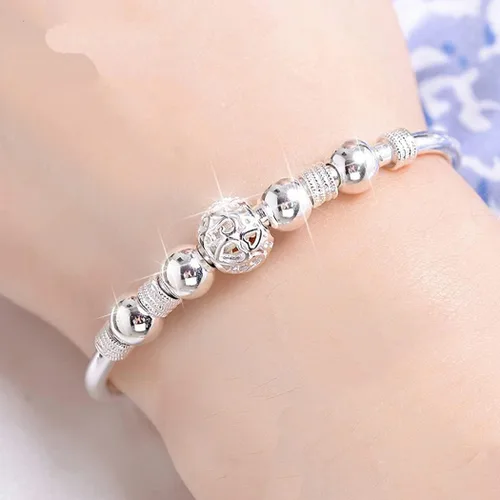 Miniatura 6 de Pulsera giratoria de cuentas de plata de ley 925 para mujer, para ansiedad, descomprimir libremente, herramientas abiertas, inspiraciones