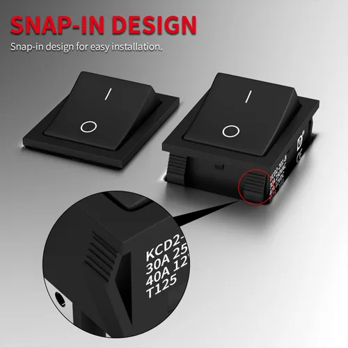Miniatura 4 de DaierTek DPST KCD4 Interruptor basculante 40A 12V DC 4 Pin 2 Interruptor de palanca de encendido y apagado 30A 250V AC 120V T125 KCD2 Interruptor