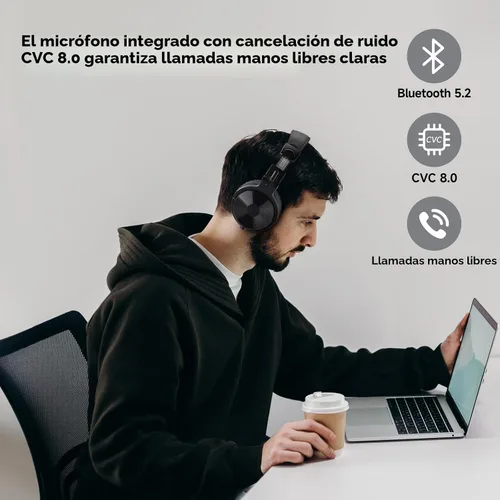 Miniatura 6 de OneOdio - Auriculares Bluetooth de diadema, 110 horas de sonido estéreo inalámbrico/con cable, auriculares plegables con graves profundos