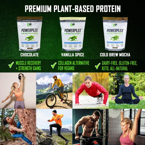 Miniatura 2 de PhysiVantage POWERPLEX Proteína vegana en polvo, alternativa al colágeno, proteína orgánica de guisantes y arroz a base de plantas, sin lácteos