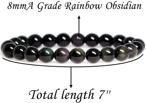 Miniatura 2 de Pulsera elástica hecha a mano con gemas semipreciosas de 0.315 in, cuentas redondas, 7 pulgadas, unisex