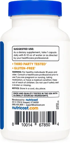 Miniatura 4 de Nutricost Vitamina B12 (metilcobalamina) 5000mcg, 120 cápsulas – Cápsulas vegetarianas, sin OMG, suplemento B12 sin gluten