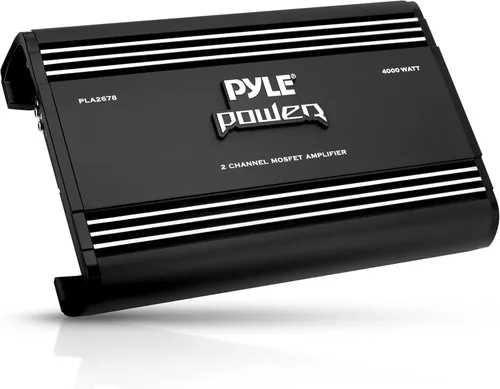 Pyle Amplificador estéreo para automóvil de 2 canales, 4000 W, doble canal puenteable, sonido MOSFET de alta potencia, caja de amplificador de