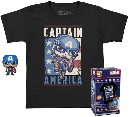 Miniatura 5 de Funko Pop! Pocket Pop and Tee: Marvel - Capitán América, niños extra pequeños