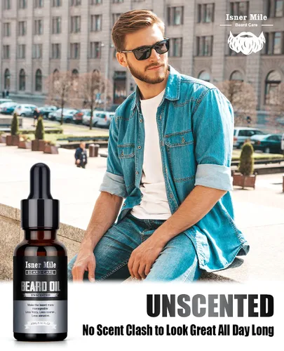 Miniatura 8 de ISNER MILE Kit de aceite para barba: regalos para hombres, papá, novio, acondicionador de bigotes, suaviza, fuerza con sándalo, ron de laurel