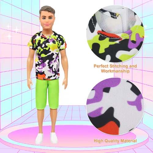 Miniatura 5 de Ecore Fun 11 artículos 11.5 pulgadas ropa y zapatos para muñeco de niño - 5 conjuntos de ropa casual de moda, 2 trajes de baño, 4 pares de zapatos