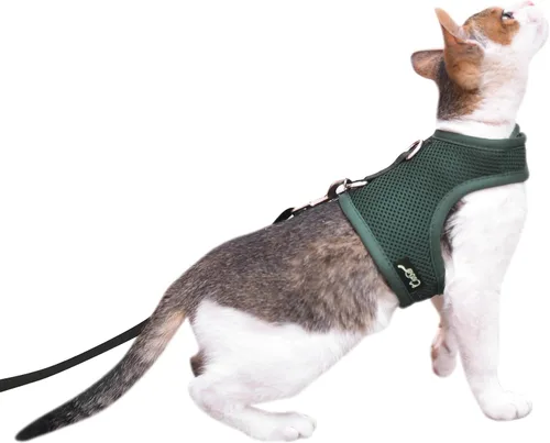 Miniatura 17 de Arnés de gato con correa, ajustable para gatos, chaleco acolchado para gatos, Black Plaid