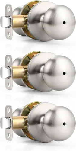 Miniatura 9 de Probrico - Perillas de privacidad para puerta de baño/dormitorio, perilla interior de bronce aceitado sin llave, perilla de puerta con bloqueo sin