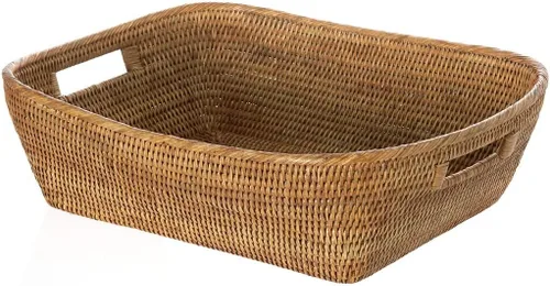 Miniatura 5 de La Jolla - Cesta de almacenamiento y estante oblonga de ratán, color negro