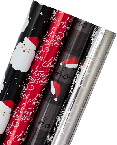 Miniatura 16 de WRAPAHOLIC Rollo de papel de regalo de Navidad de 30 pulgadas - Rollo jumbo rojo, verde y rosa de gnomo de Navidad y elfo festivo, colección de 4