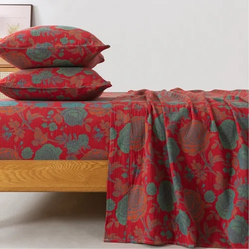 Miniatura 65 de FADFAY Juego de sábanas tamaño King, 100% algodón, elegante ropa de cama de granja con hojas verdes menta y flores blancas, sábana suave