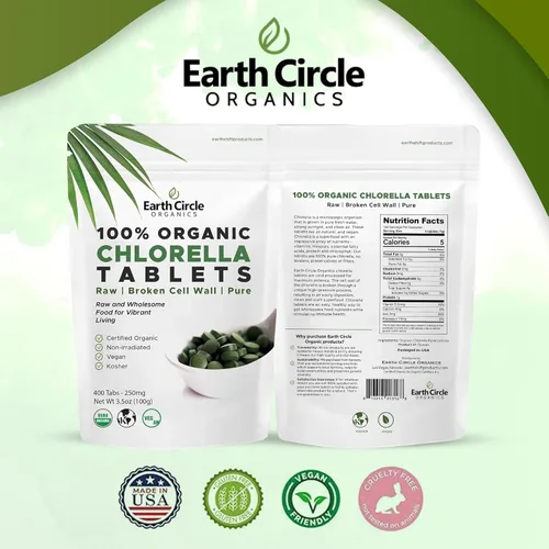 Miniatura 5 de Tabletas orgánicas de Chlorella de 400 unidades Suplemento de clorofila de alta potencia Chlorella Pyrenoidosa pura Pared celular rota