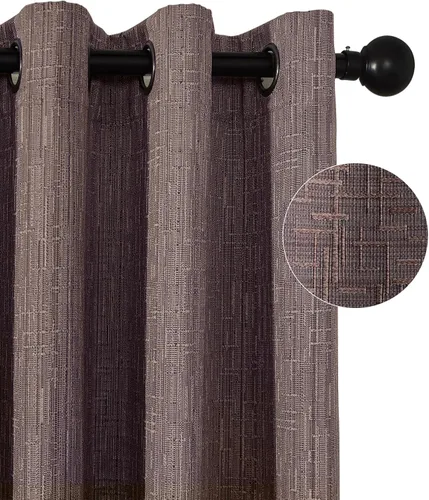 Miniatura 10 de Cortinas de lino jacquard de 63 pulgadas de largo, 2 paneles, cortinas gruesas de lino sintético mezclado, cortinas texturizadas de arpillera