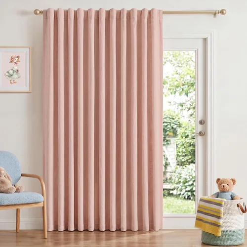 Miniatura 19 de INOVADAY Cortinas 100% opacas de 63 pulgadas de largo, juego de 2 paneles de lino con pestaña trasera, bolsillo para barra, cortinas opacas