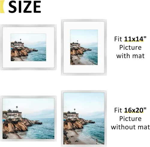 Miniatura 3 de Frametory, Marcos de 8 x 10 para mostrar imágenes de 5 x 7 con paspartú o fotos de 8 x 10 sin paspartú, vidrio resistente a roturas, accesorios