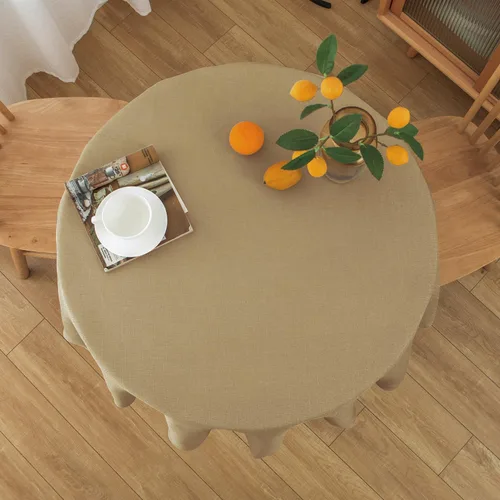 Miniatura 15 de NLMUVW Mantel de Lino Marrón para Mesas Redondas, Mantel Pequeño Color Chocolate, Cubierta de Mesa Estilo Granja para Cocina, Comedor, Café, 36
