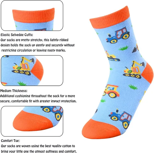Miniatura 4 de HAPPYPOP Calcetines a la pantorrilla para niños diseño de tiburón loco diseño espacial deportes animales comida