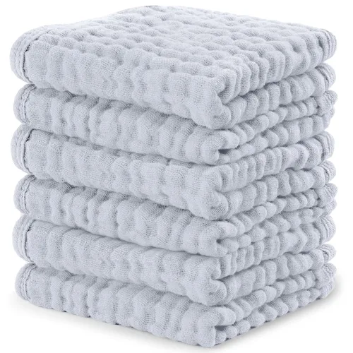 Miniatura 50 de Comfy Cubs - Juego de paños de muselina para eructos de 20 x 10 pulgadas, paquete de 6, tamaño grande, 6 capas, 100% algodón, absorbentes, seguros
