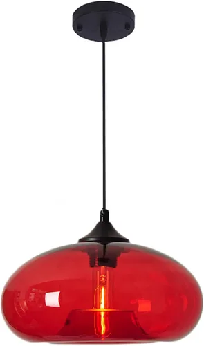 Iluminación colgante de cristal industrial vintage de 11 pulgadas, 1 luz de granja, loft bar, lámpara colgante de techo, isla de cocina, comedor,