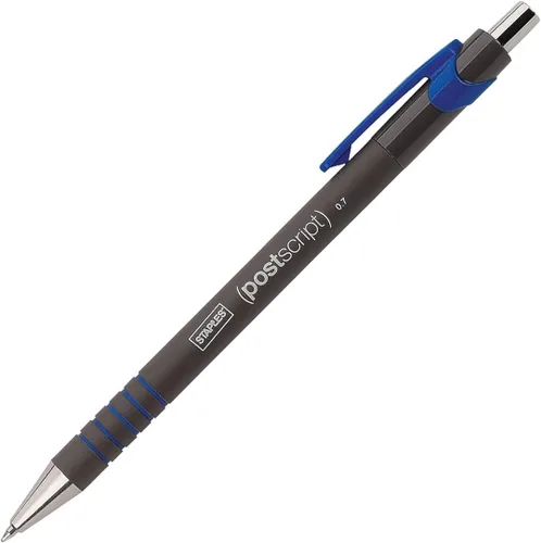 Miniatura 3 de STAPLES Bolígrafos retráctiles, punta fina, tinta azul, paquete de 36 – Bolígrafos de escritura fiables posdata para uso en oficina y administración