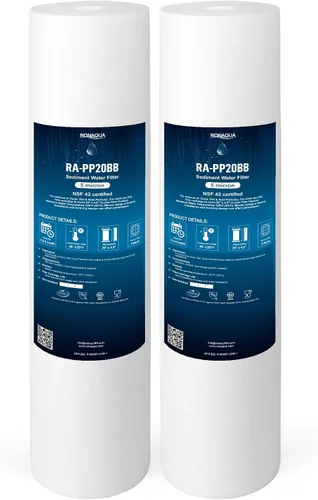 Ronaqua Cartucho de filtro de agua de repuesto de sedimentos grandes de 20 x 4.5 pulgadas, 5 micras, certificado NSF, para toda la casa, compatible