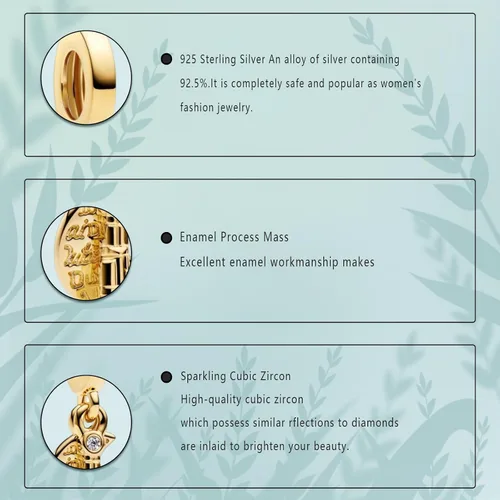 Miniatura 71 de Dijes de plata de ley 925 con diseño de oso dorado para mujer, pulseras y collares, regalos para familiares y amigos, 3 piezas/paquete
