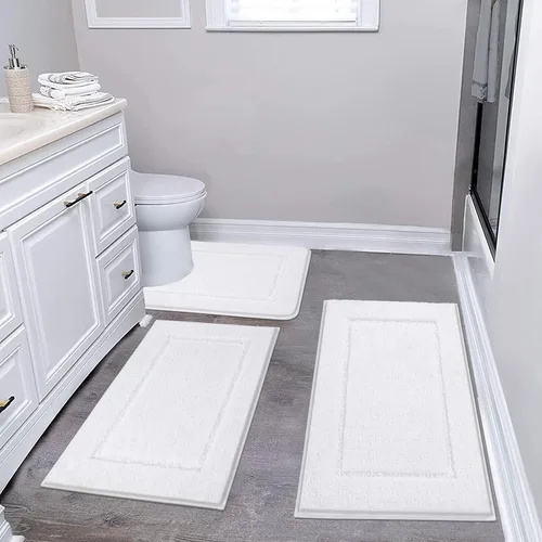 Miniatura 26 de Pauwer Juego de baño, alfombras de baño antideslizantes, alfombras de ducha absorbentes para suelo de baño, bañera y ducha, color azul aguamarina